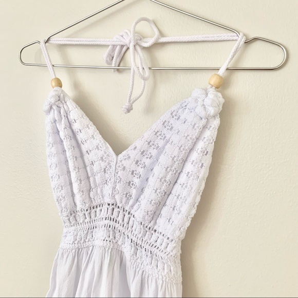 | crochet backless tie halter beach summer cover up dress | - Picture 3 of 10